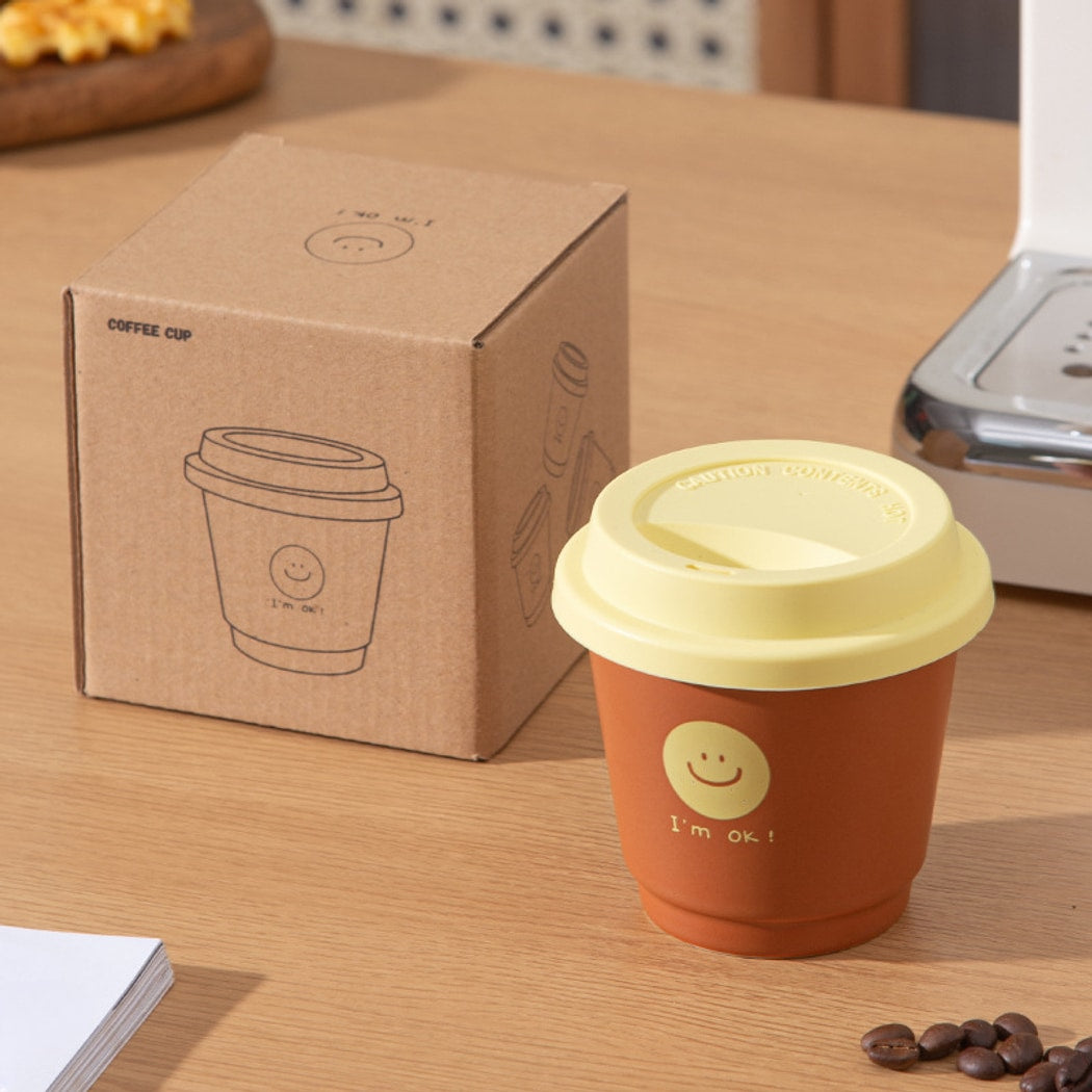 Mivora - Cute Round Smiley Lid Coffee Drinking Cup
