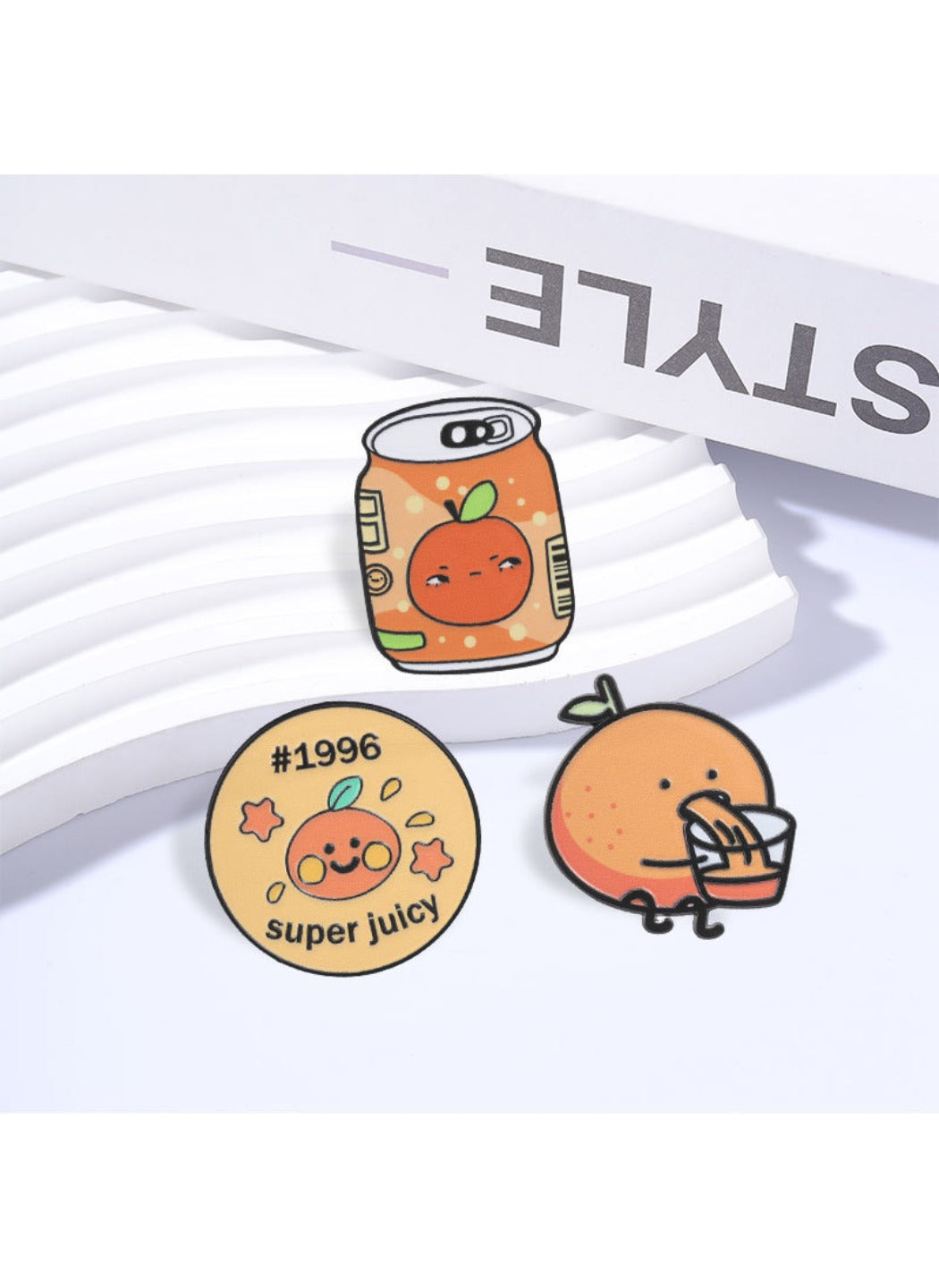 Pinori - Cute Cartoon Orange Juice Can Brooch Badge Pin