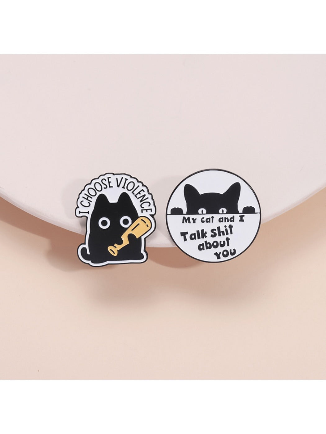 Pinori cute cat brooch with detailed enamel design on white background