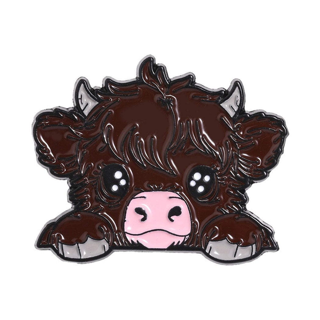 Pinori - Cute Highland Cow Motif Fashion Pin