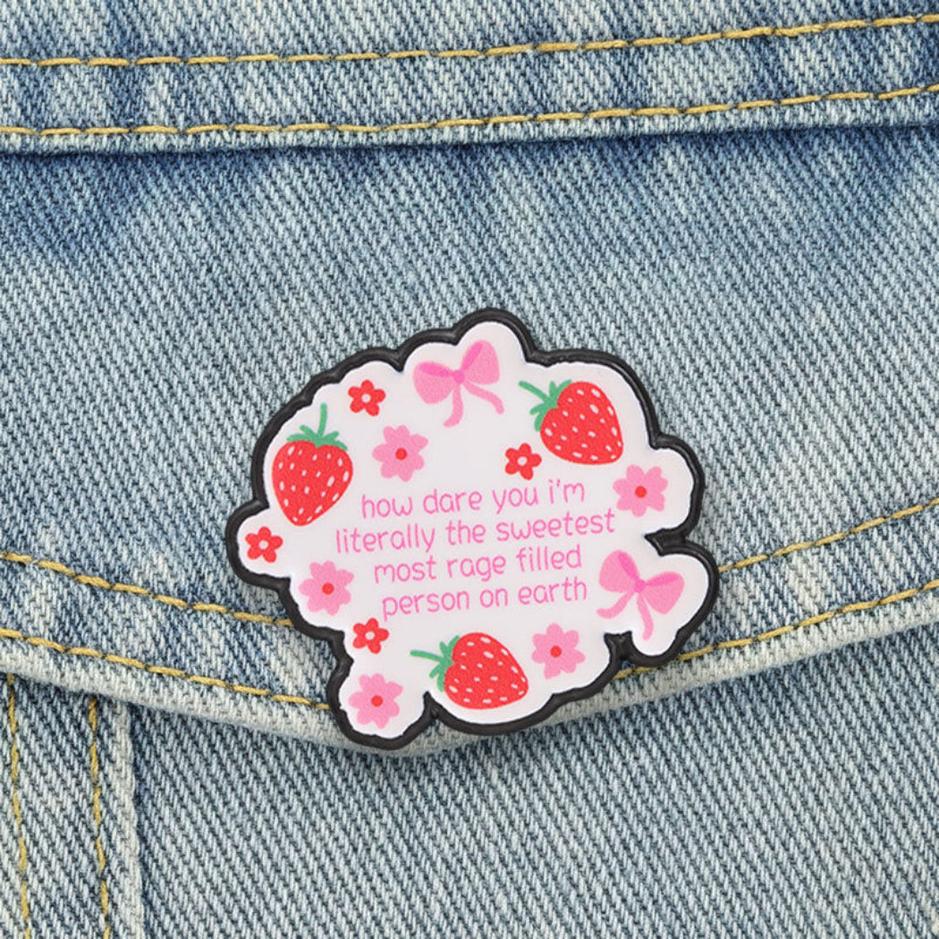 Pinori Sweet Strawberry Quote Enamel Pin