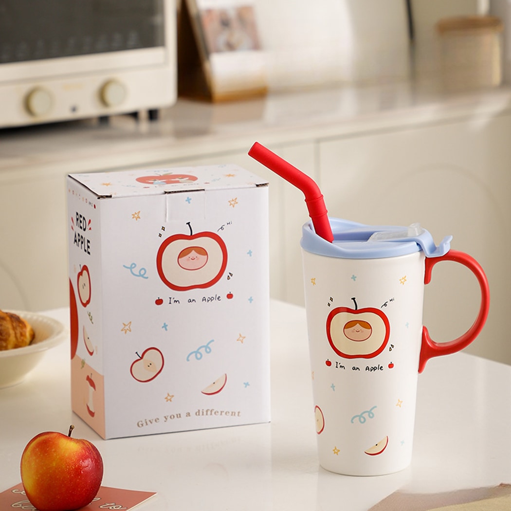 Mivora - Cartoon Apple and Girls Pattern Mug