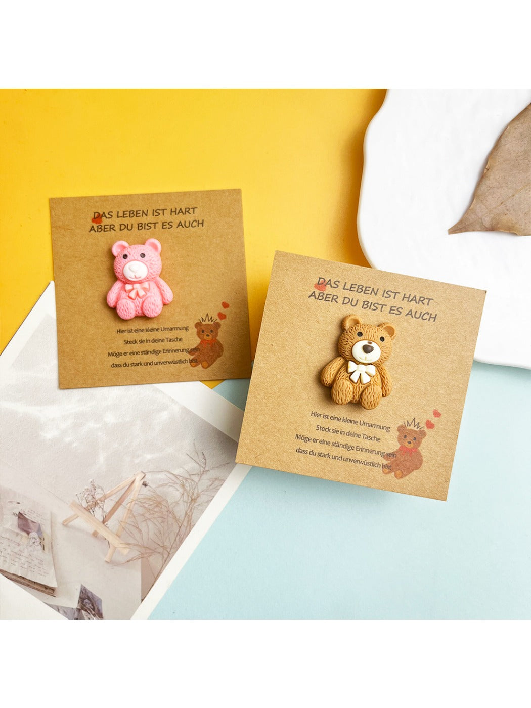 Taphug DIY card featuring a cute bear with a pocket hug design on white background