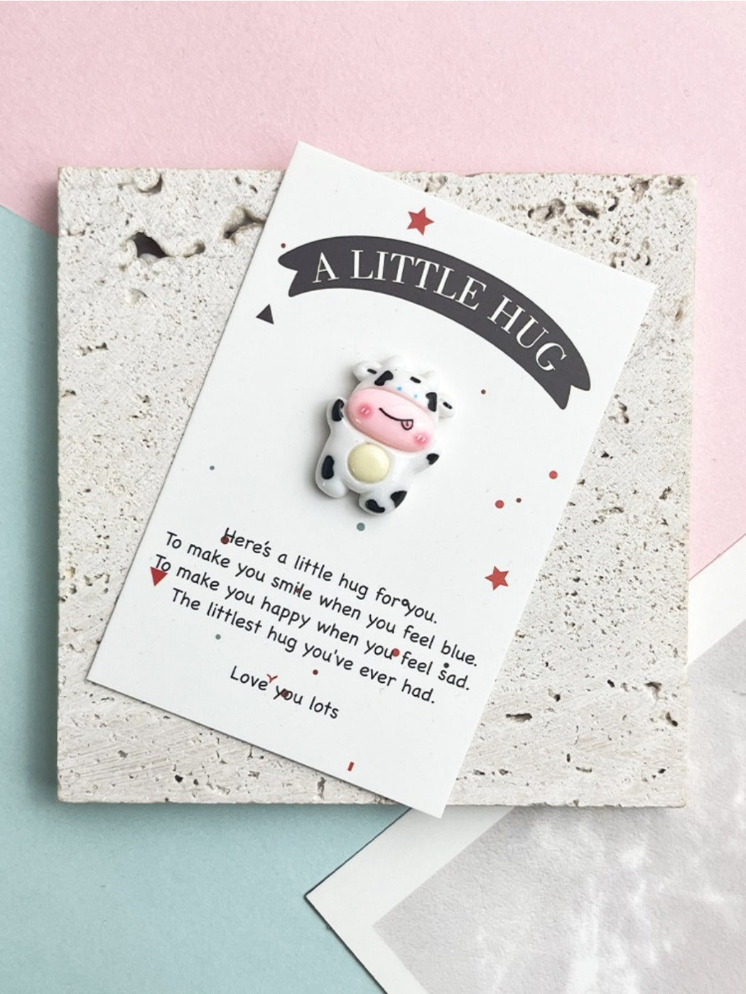 Taphug - Pocket Hug Cute Cow pocket hug card and keepsake token view 7