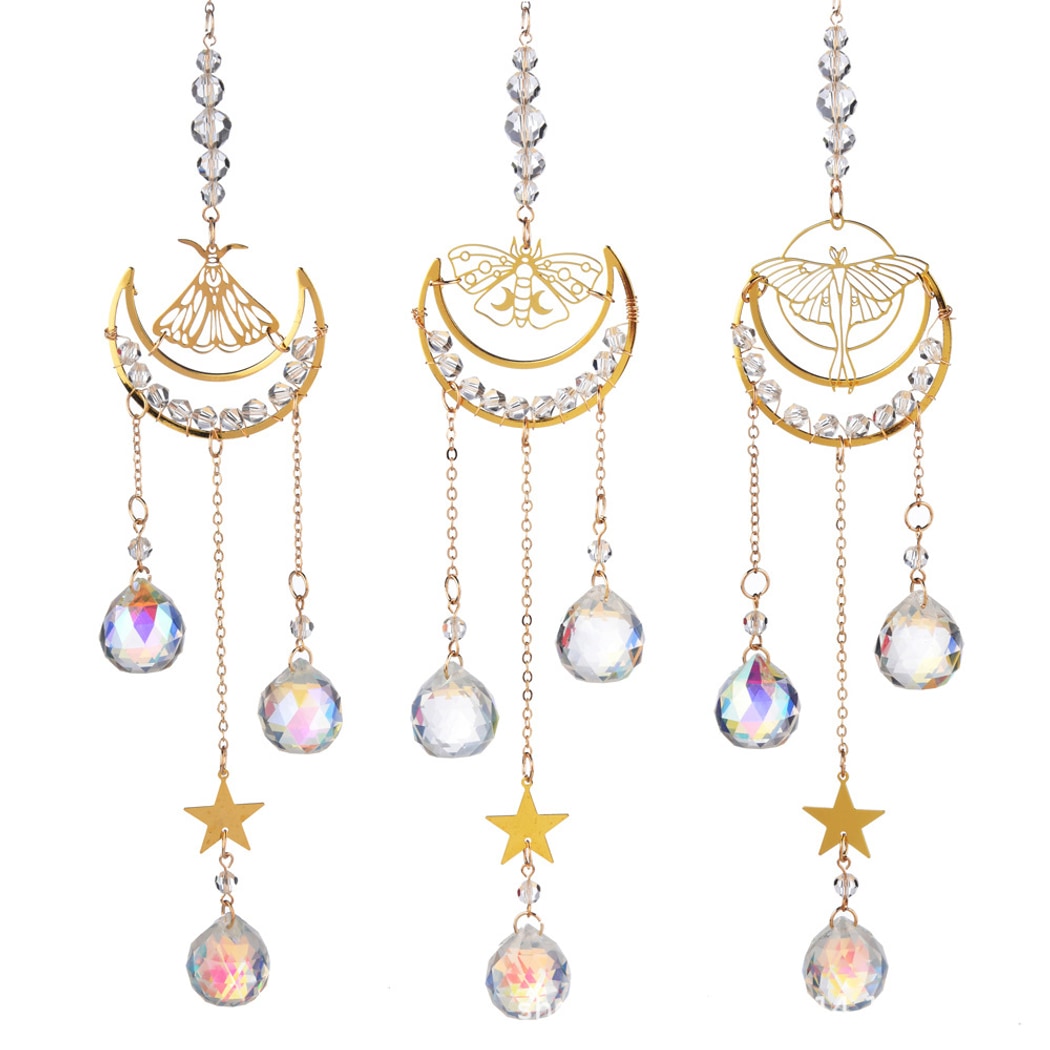 Somnira - Moon and Moth Hanging Suncatcher