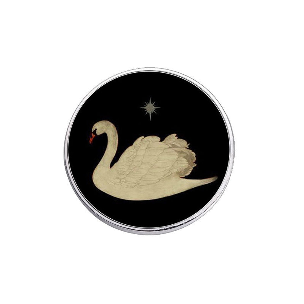 Pinori - Round Swan Motif Decorative Lapel Pin