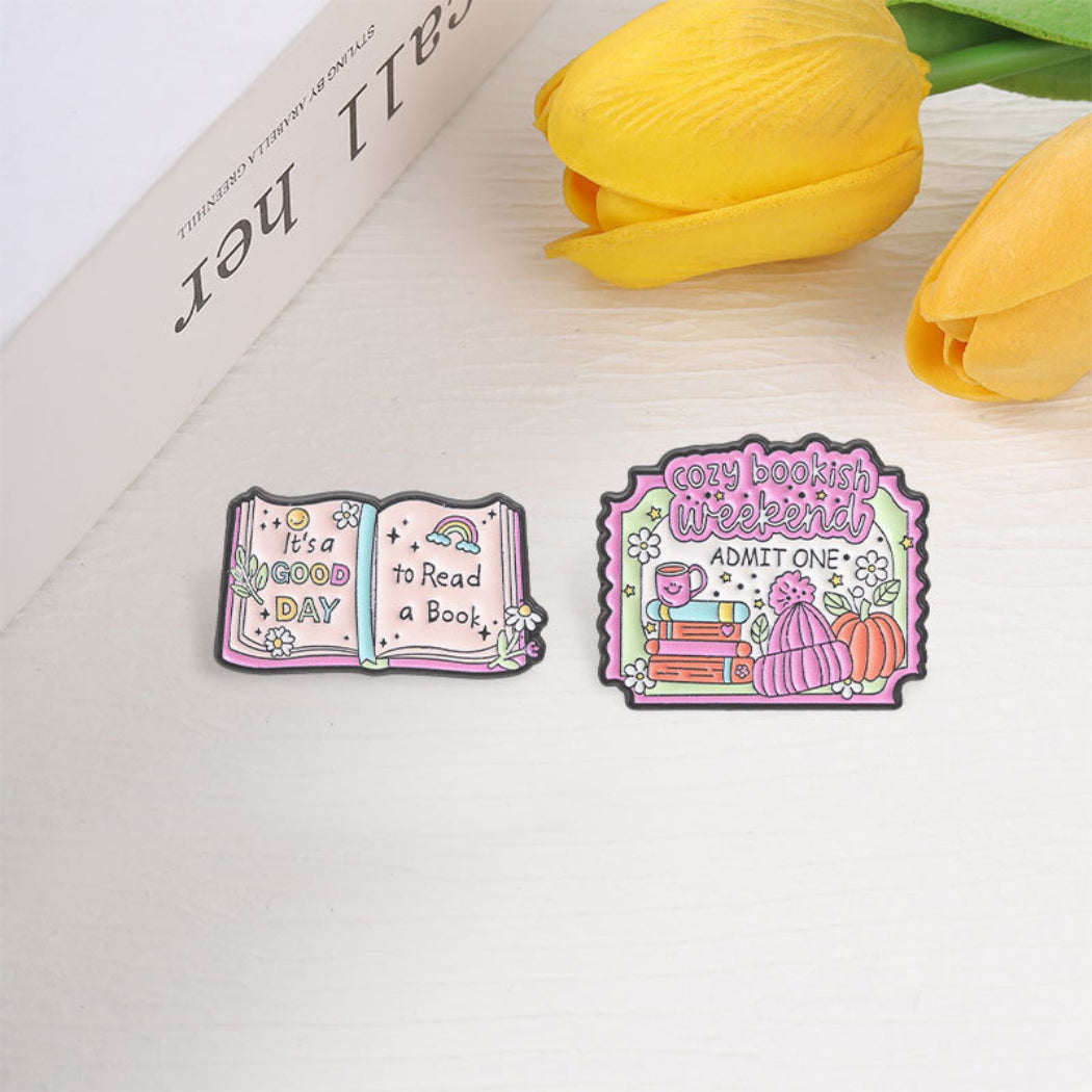 Pinori Cozy Book Lover Enamel Pin Set