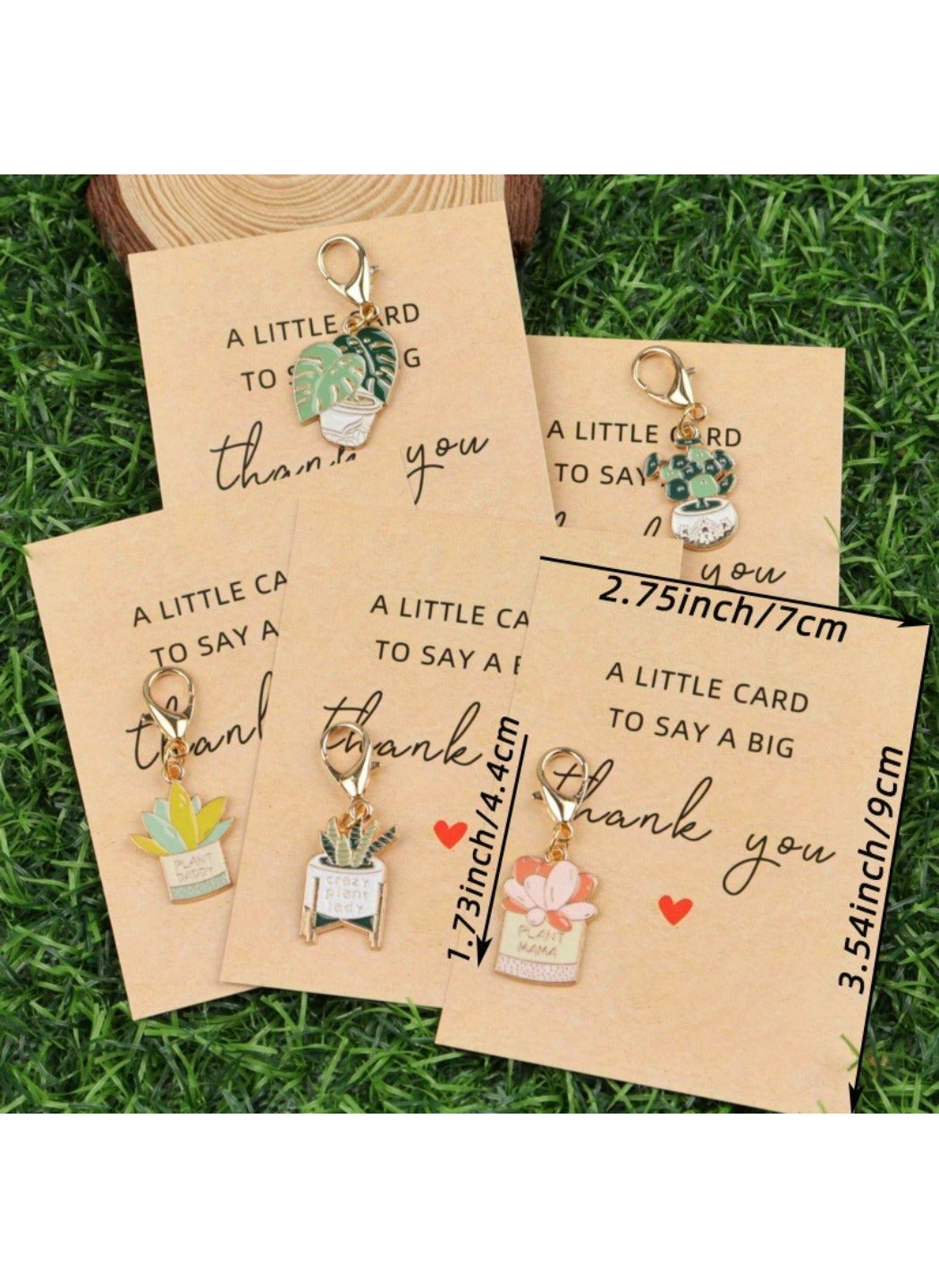 Taphug  - Alloy Thank You Card Cute Plant Keychain Pocket Hug