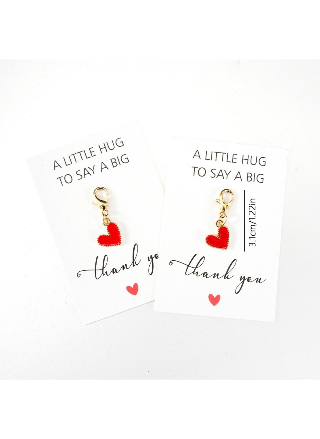 Taphug  - Alloy Pocket Hug Card Heart Pendant Keychain Set