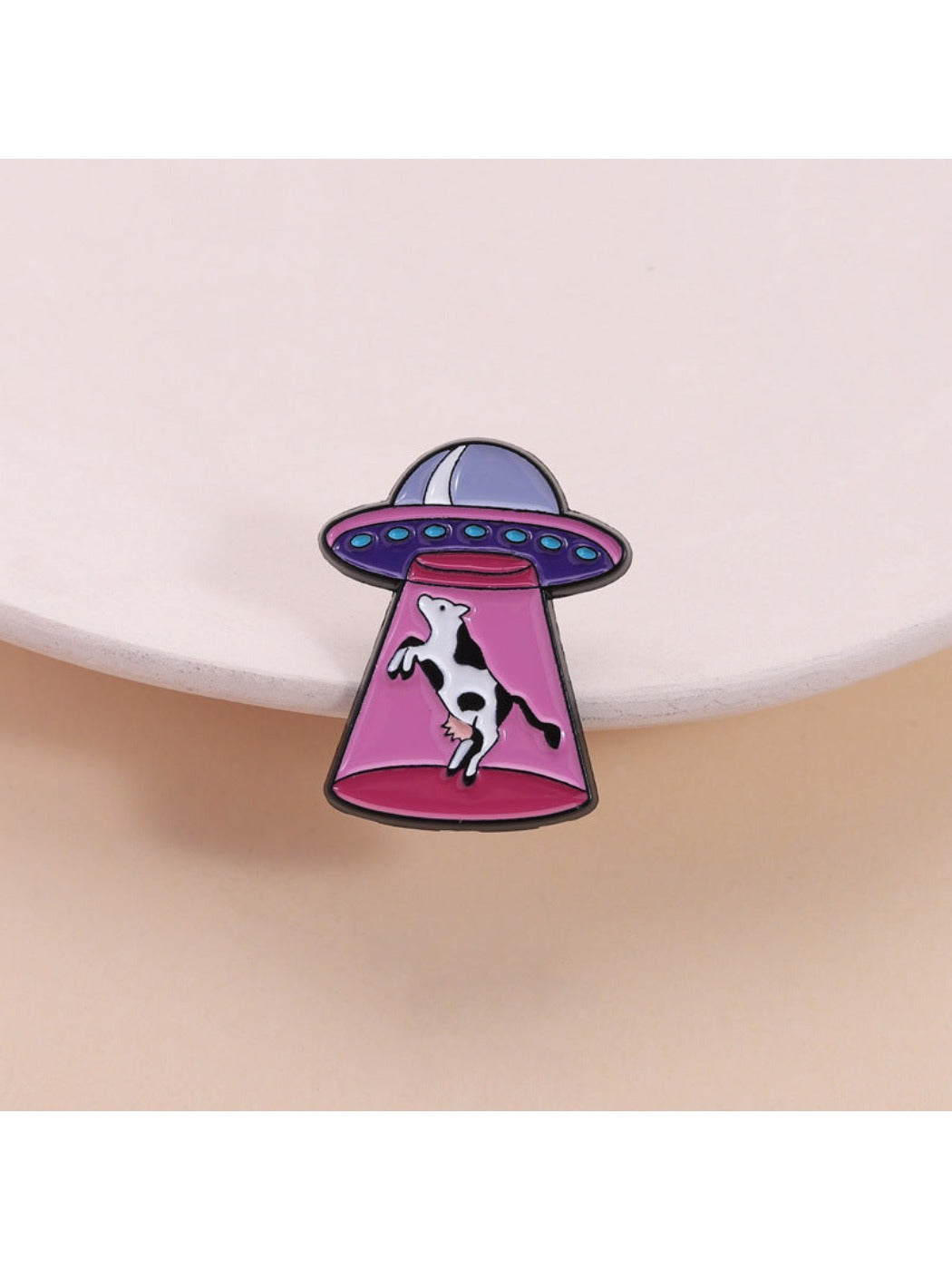 Pinori - Alien Spaceship Cow Brooch