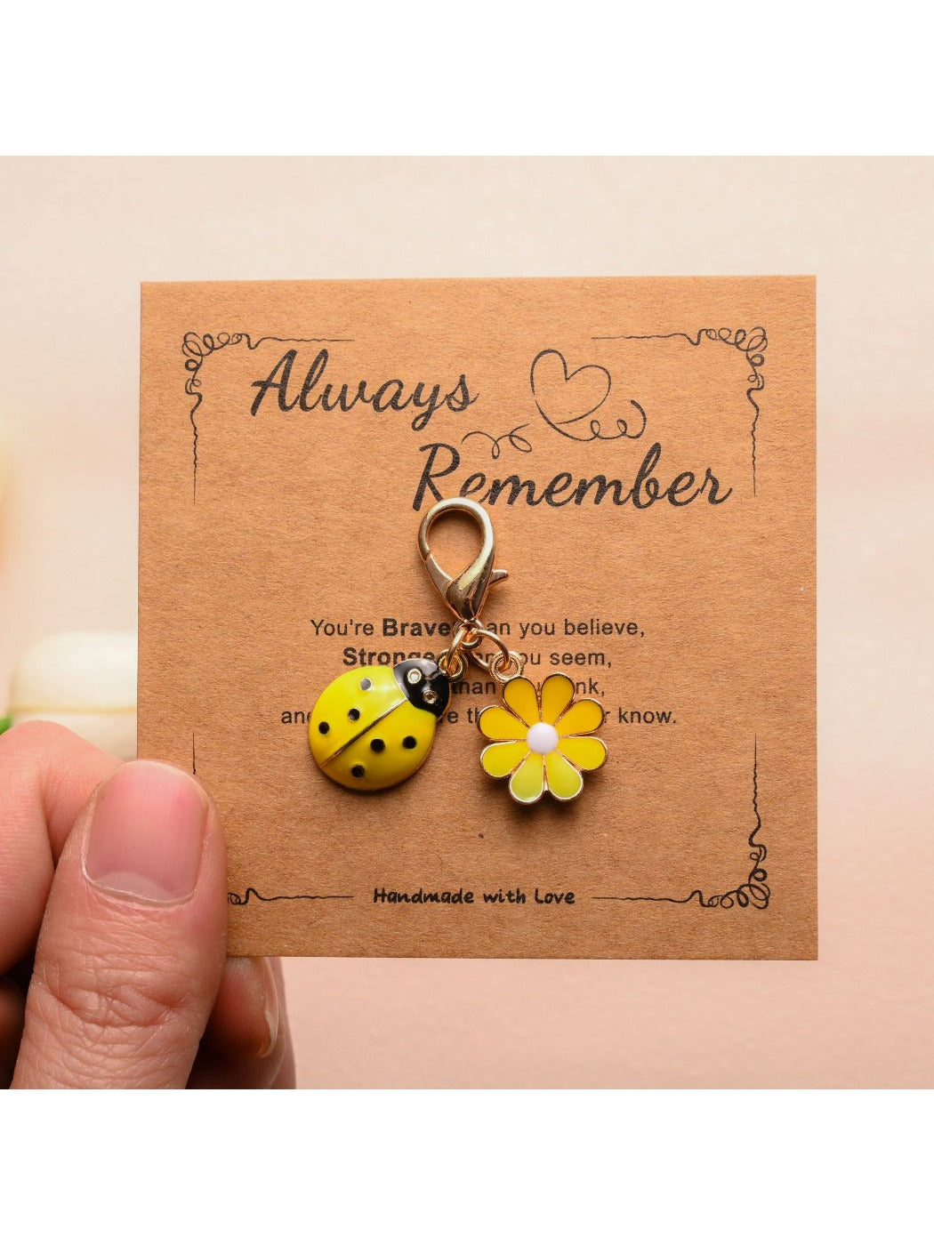 Taphug - Always Remember Keychain with Ladybug Daisy Charm