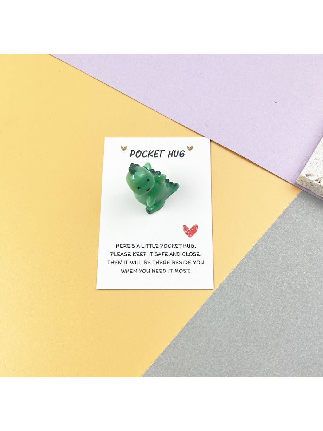 Taphug - Pocket Hug Green Dinosaur pocket hug card and keepsake token view 9