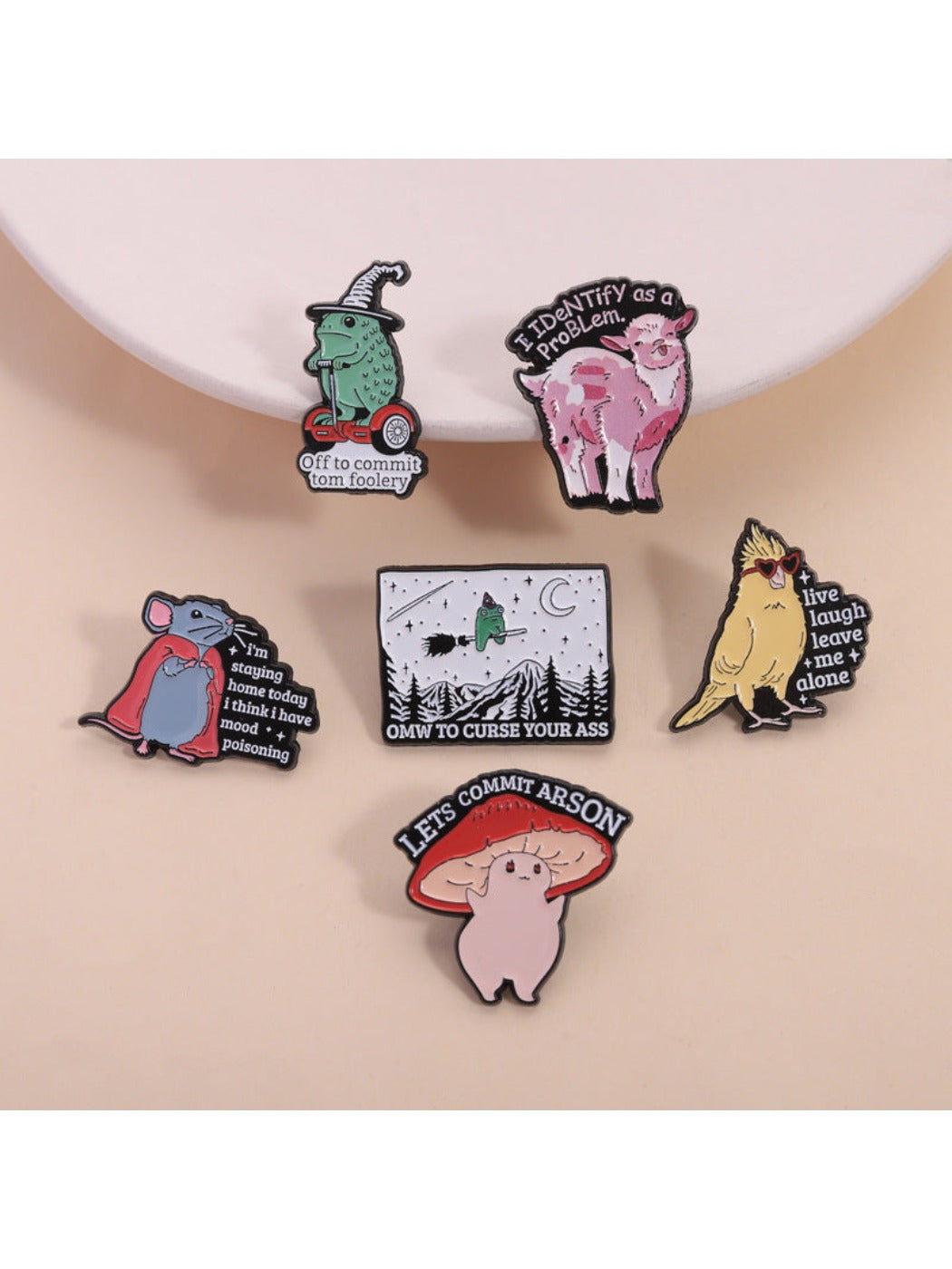 Pinori - Funny Animal Plant Mushroom Letter Brooch