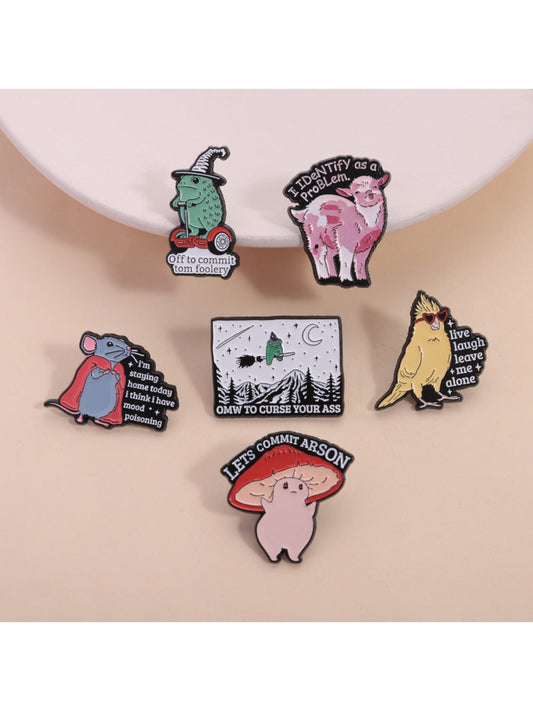 Pinori - Funny Animal Plant Mushroom Letter Brooch