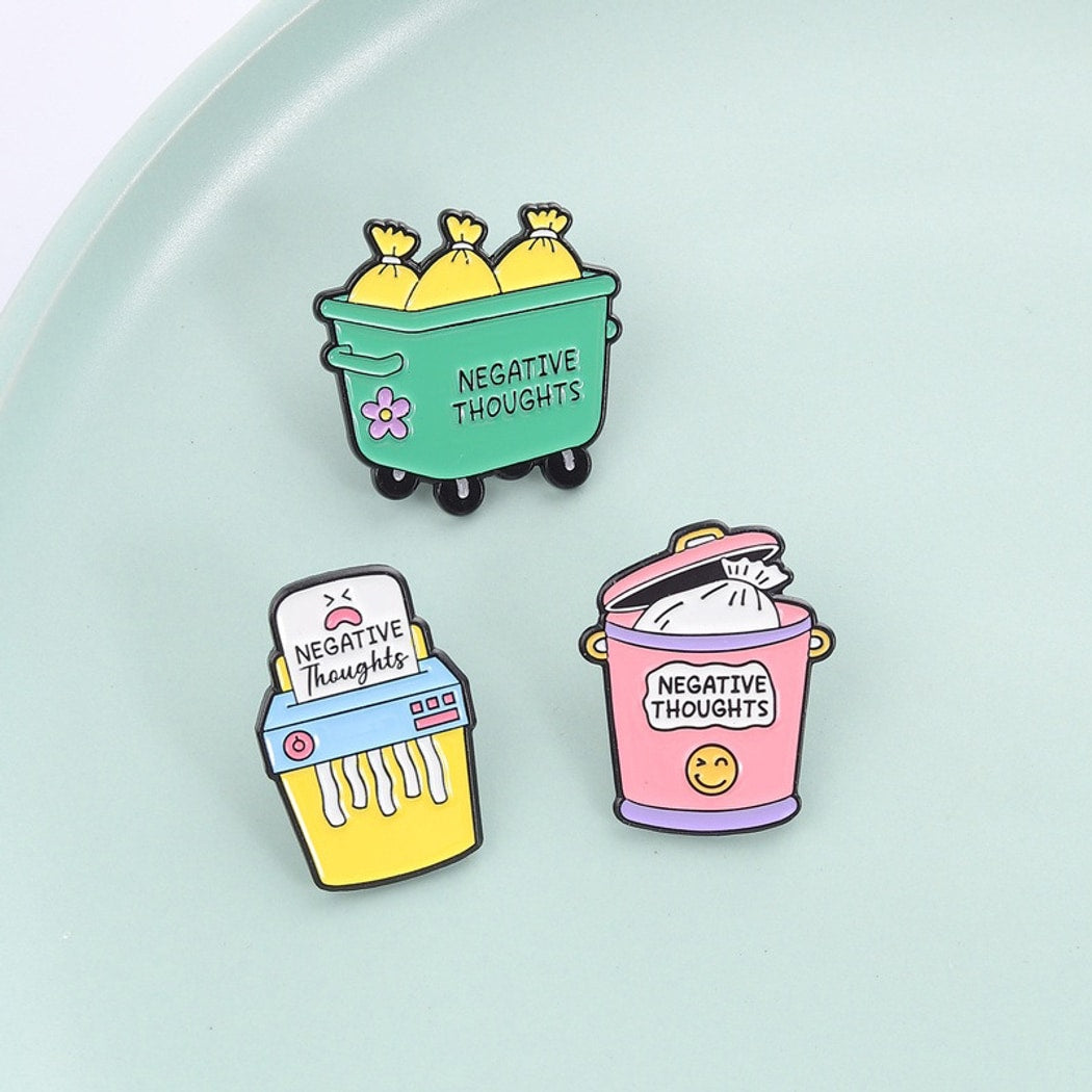 Pinori - Cute Cartoon Trash Can Novelty Pin