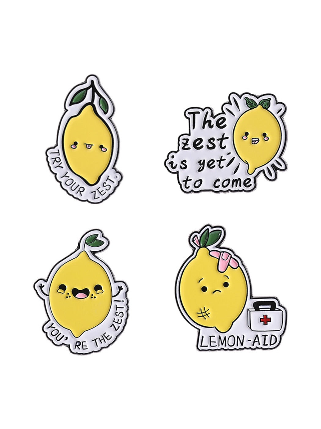 Pinori alloy brooch shaped like a lemon with smooth enamel finish