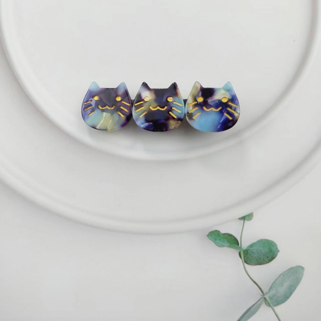 Cico - Three Cat Head Acetate Hair Clips