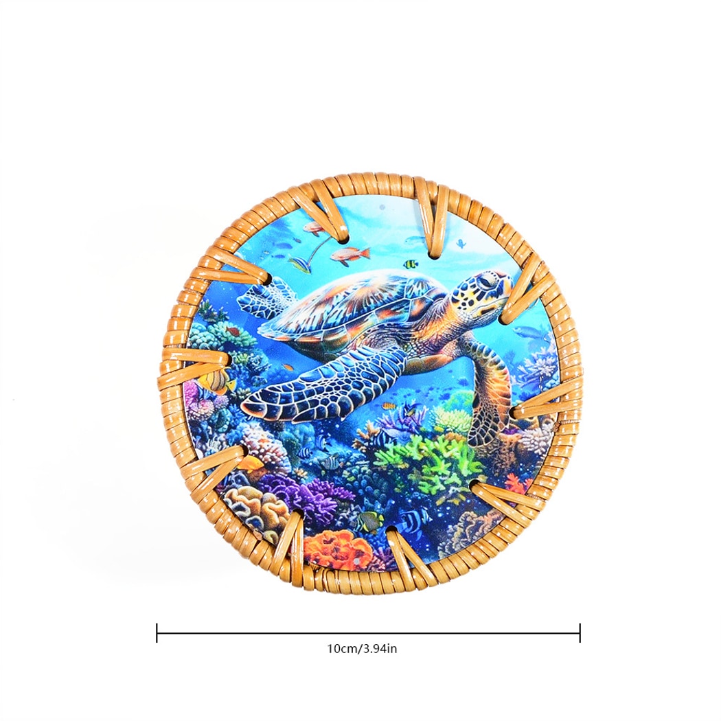Thimara - Ocean Theme Painted Round Coaster