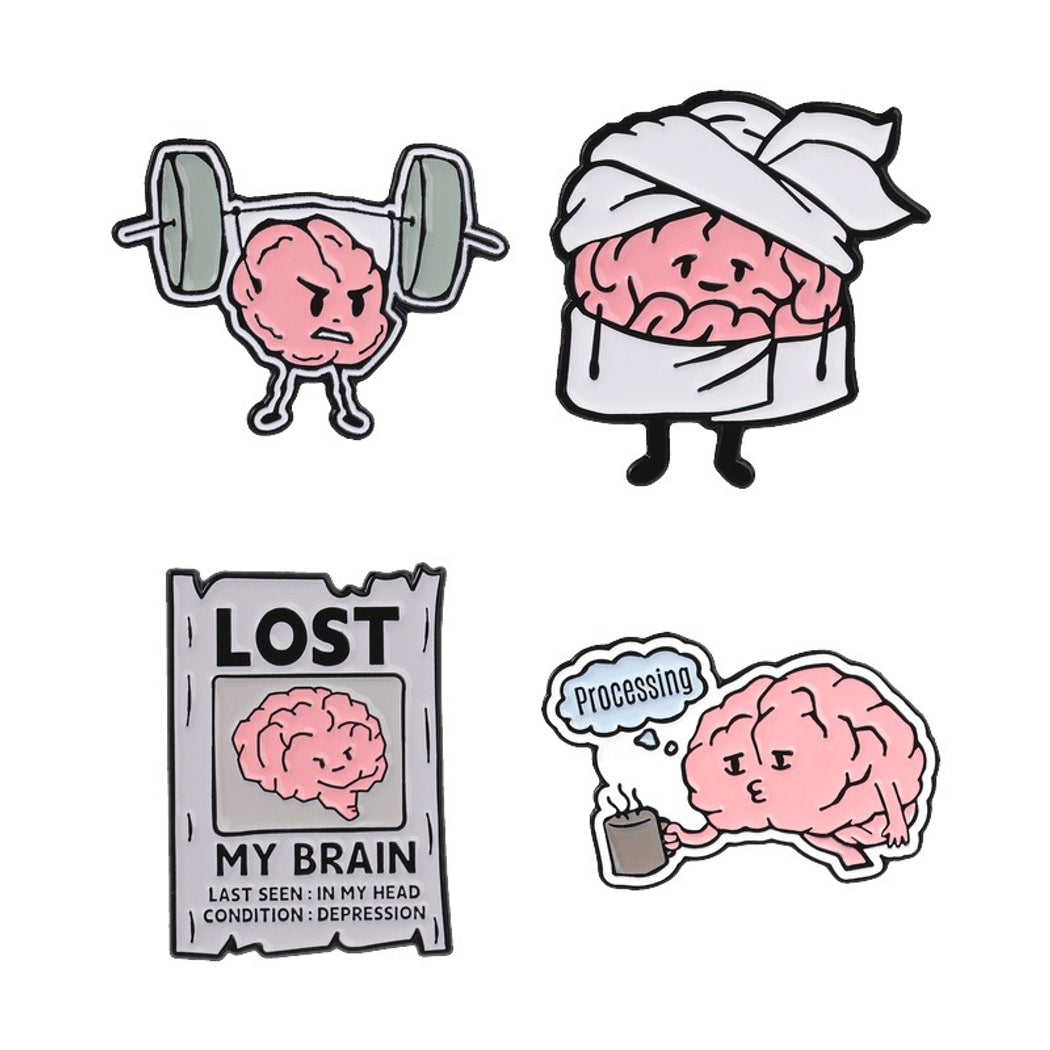 Pinori - Funny Brain Motif Enamel Pin
