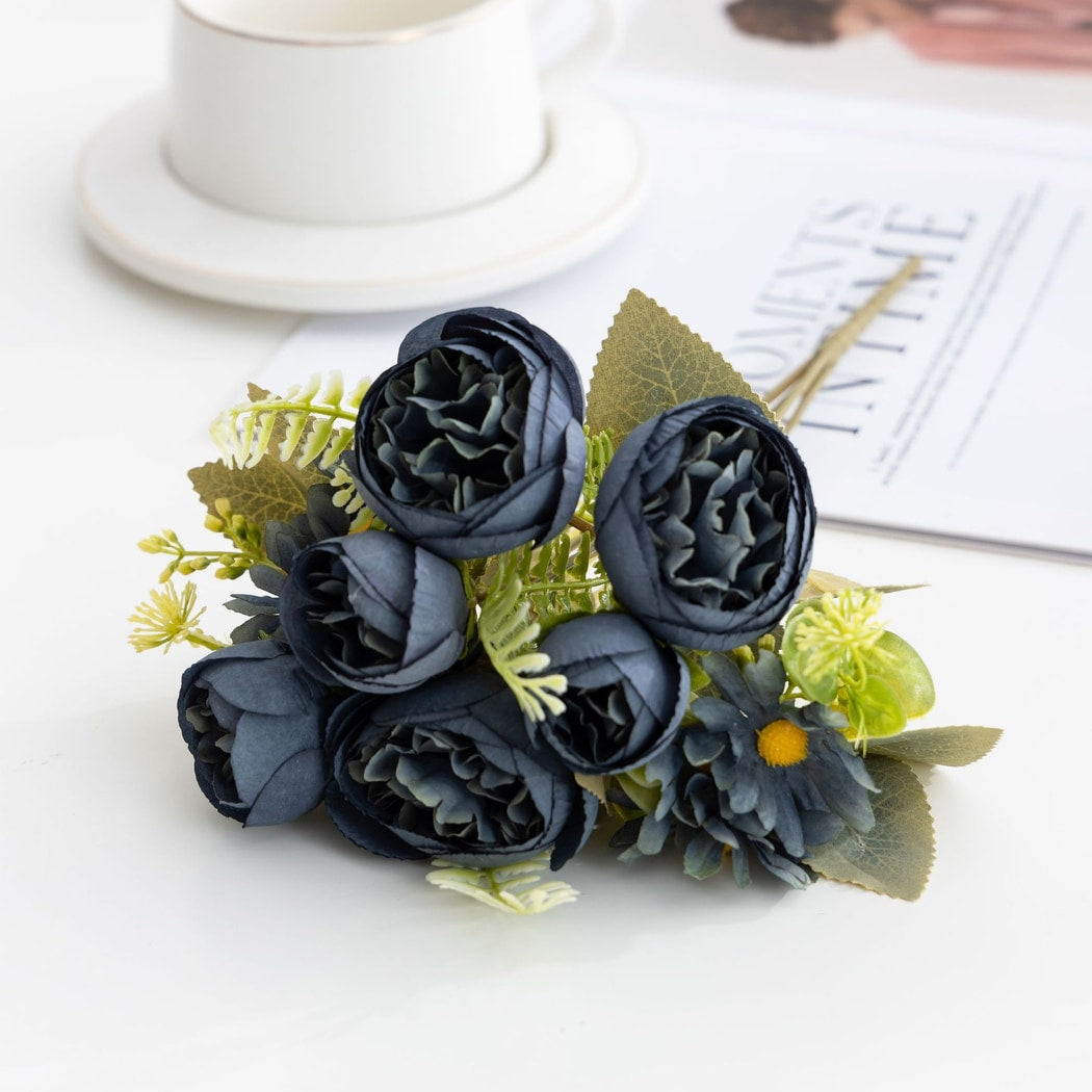 Roselle - Elegant Artificial Peony and Daisy Bouquet