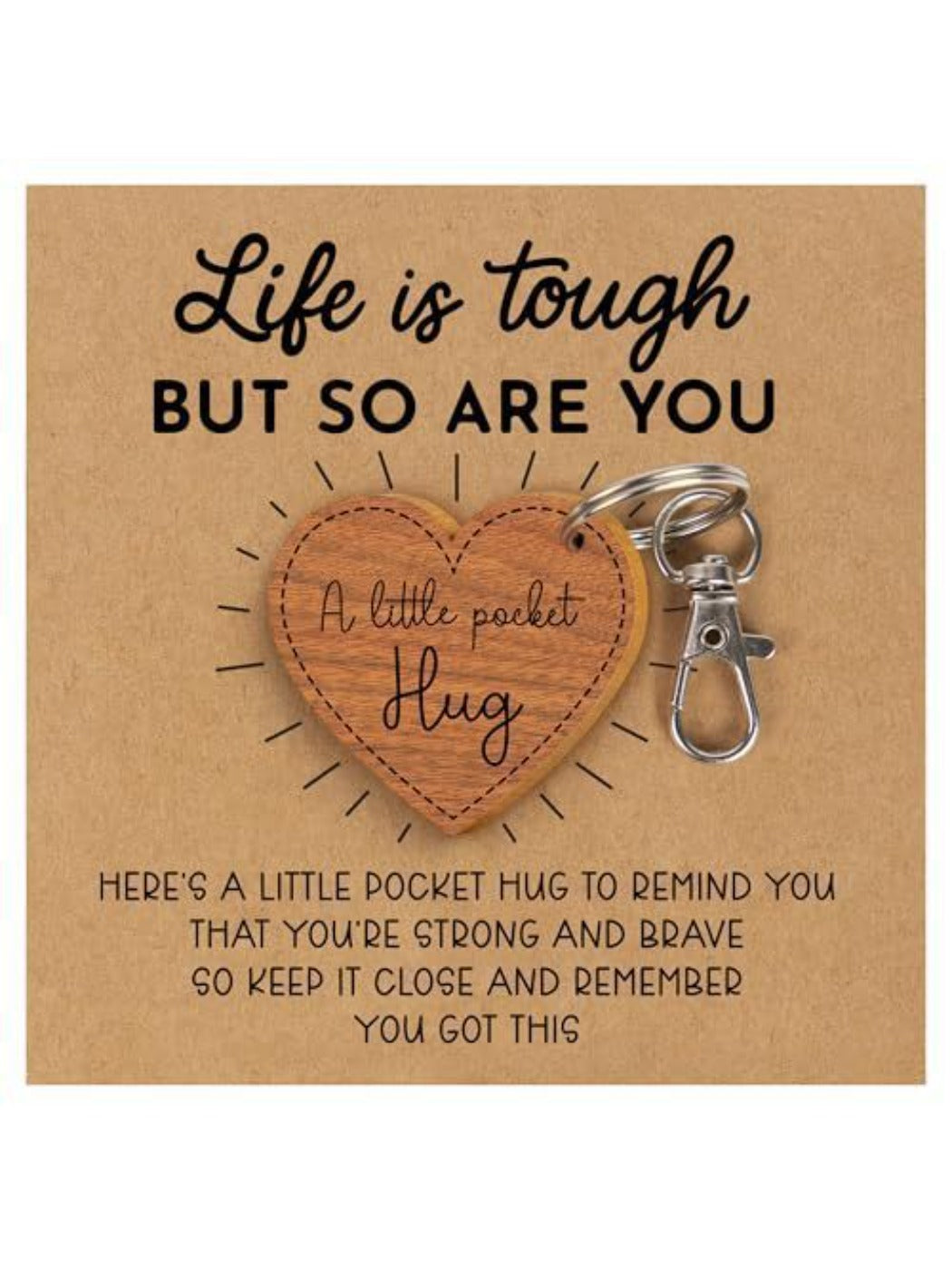 Taphug heart-shaped keychain with a small ring attached on a white background
