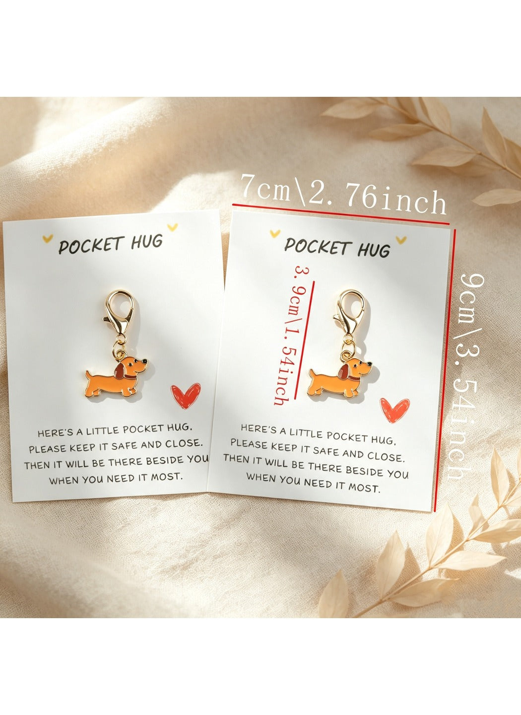 Taphug  - Alloy Pocket Hug Card Dachshund Keychain