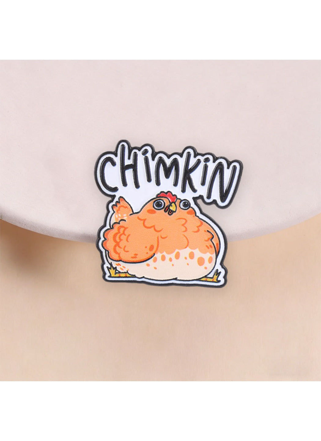 Pinori - Cute Cartoon Chubby Chicken with Fun Letters Pin Brooch Badge