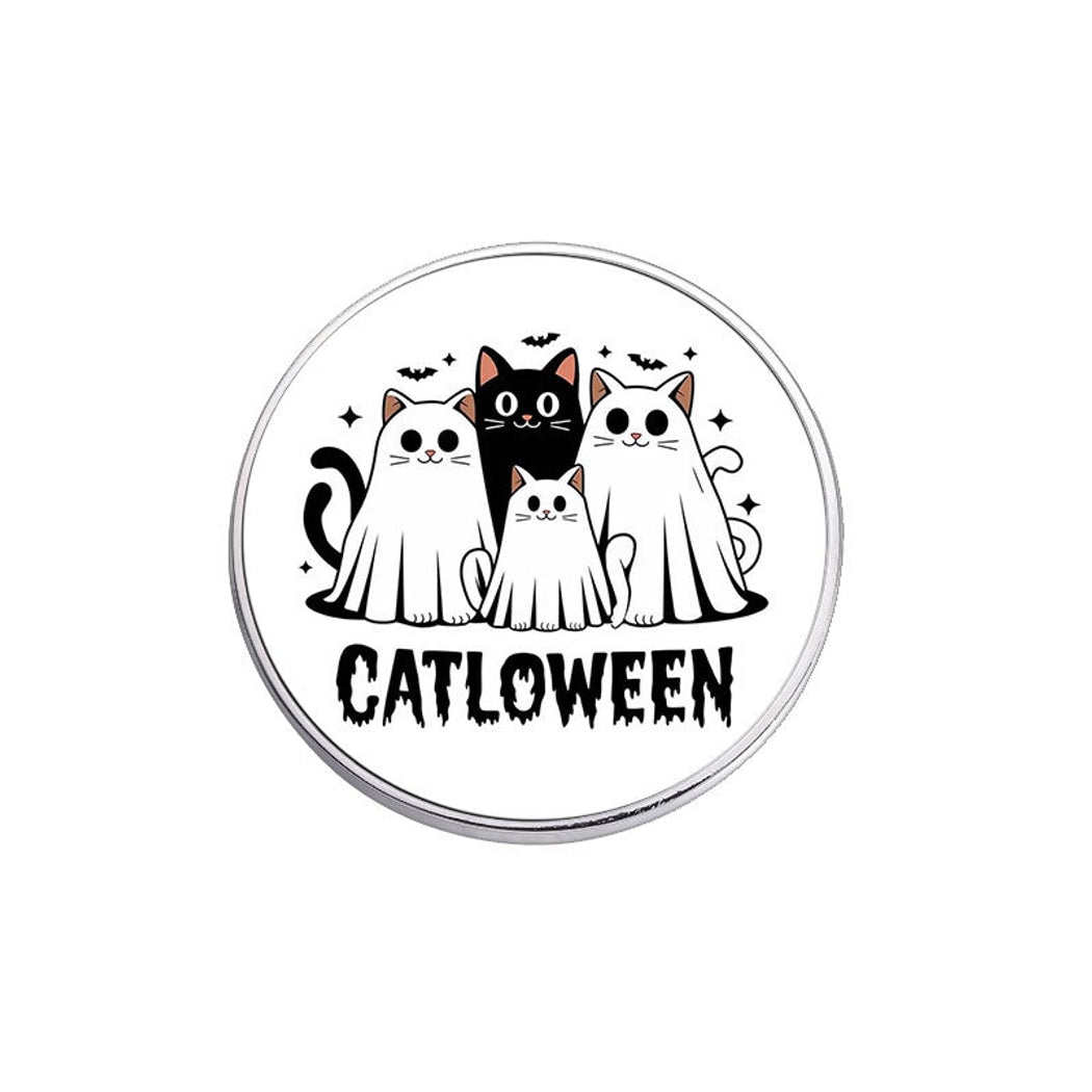 Pinori - Cute Cat Halloween Theme Round Pin