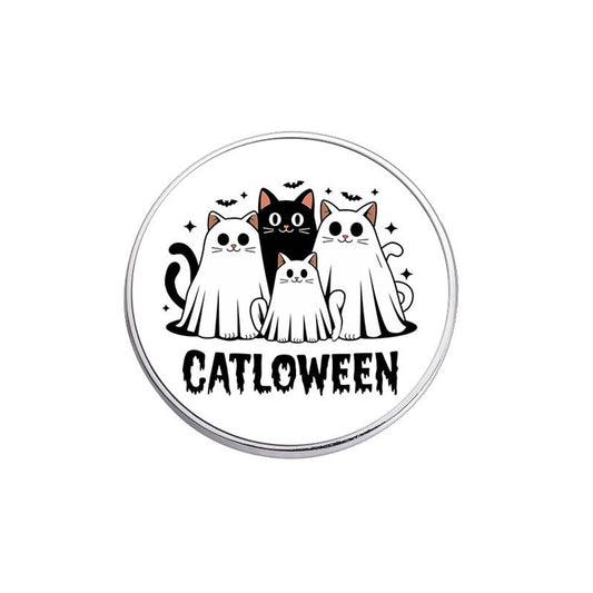 Pinori - Cute Cat Halloween Theme Round Pin