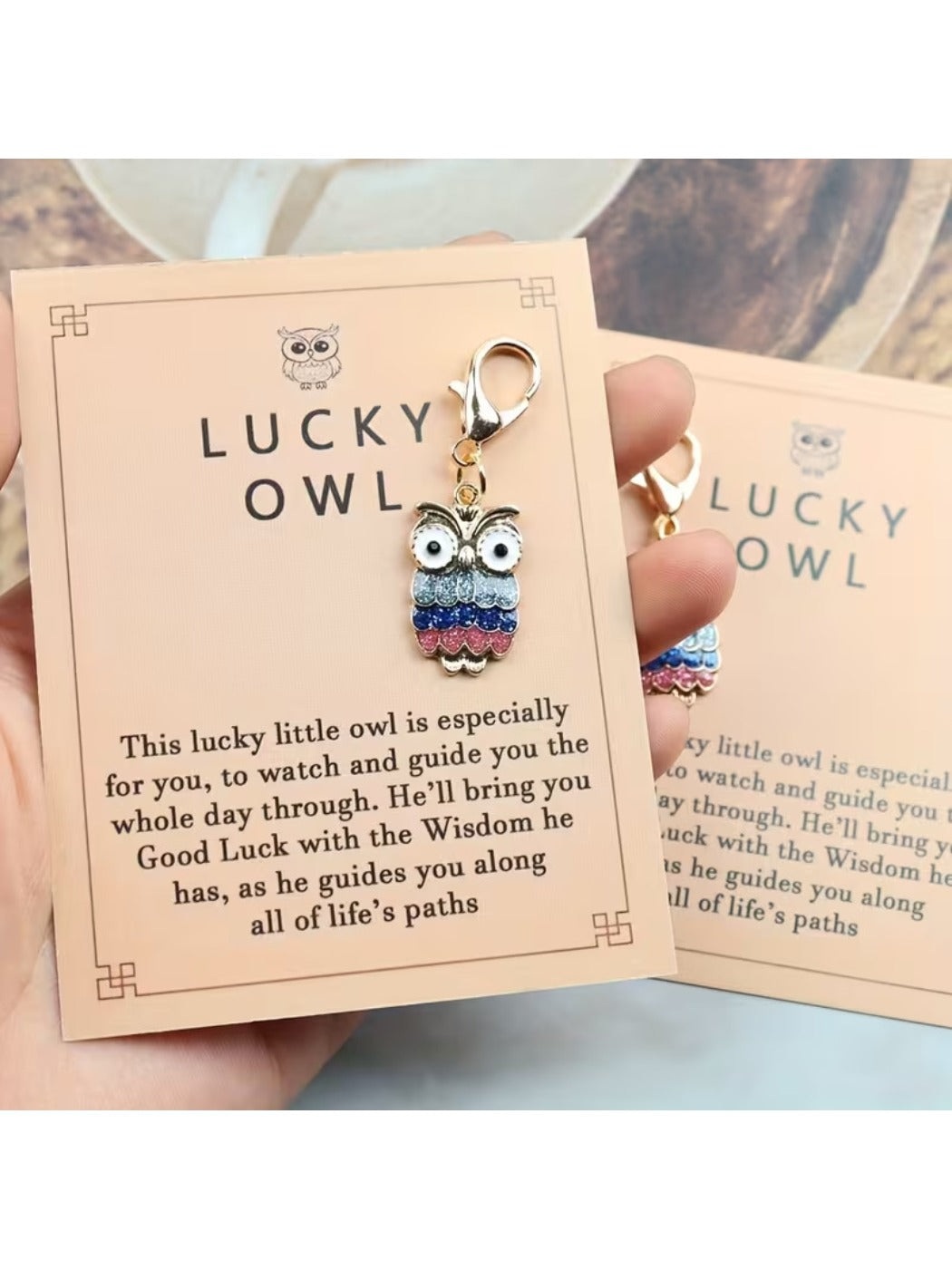 Taphug - Colorful Owl Keychain with Encouragement Card