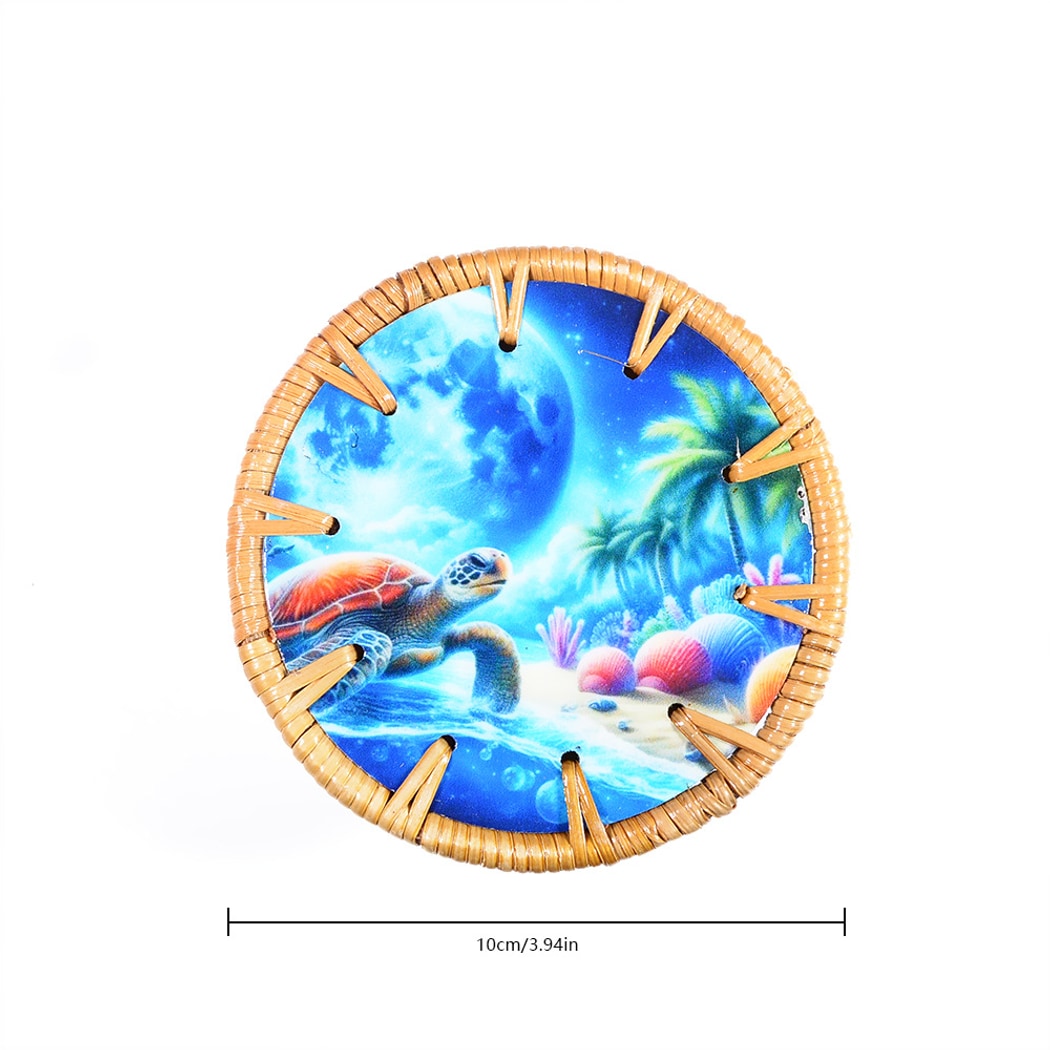 Thimara - Ocean Theme Painted Round Coaster