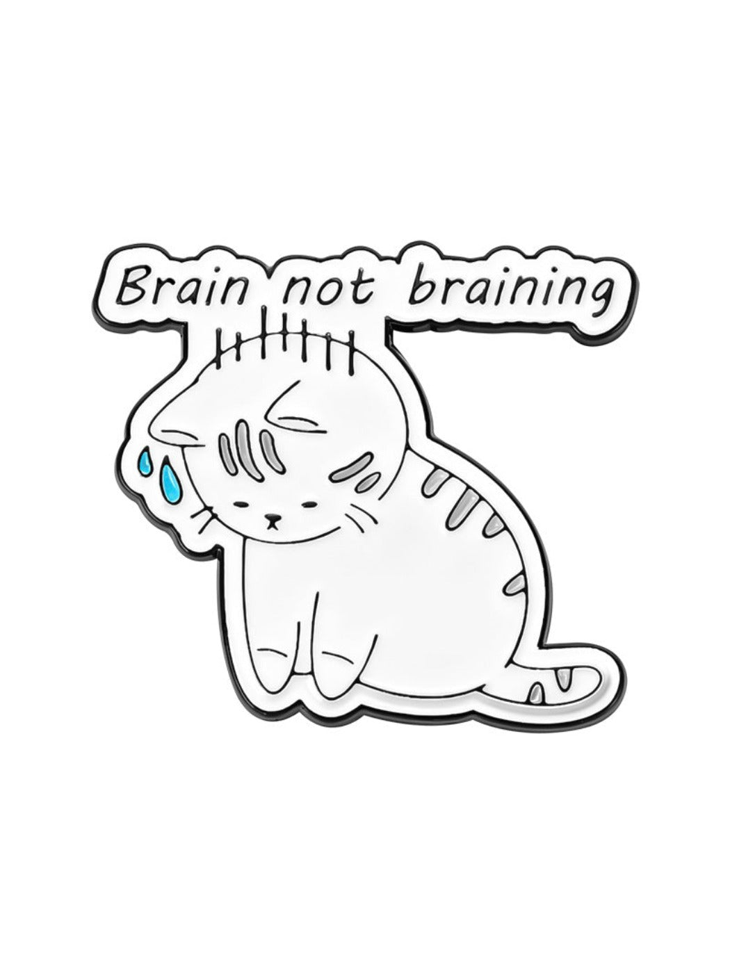 Pinori cute crying kitten animal brooch with detailed facial expression on white background