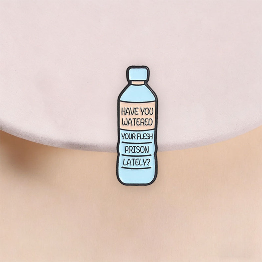 Pinori - Novelty Bottle Letter Graphic Brooch Pin