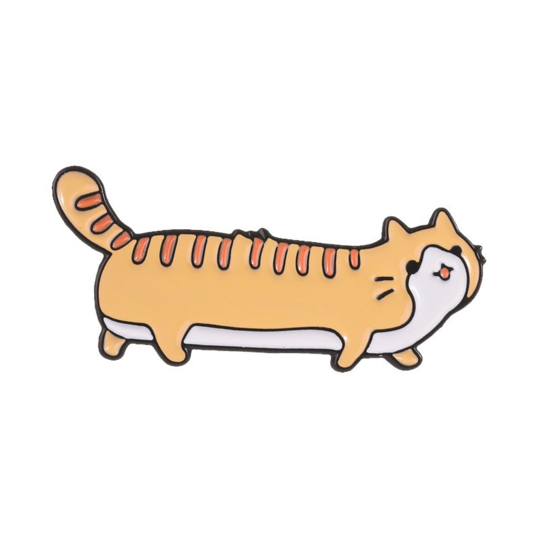 Pinori Long Orange Cat Enamel Pin