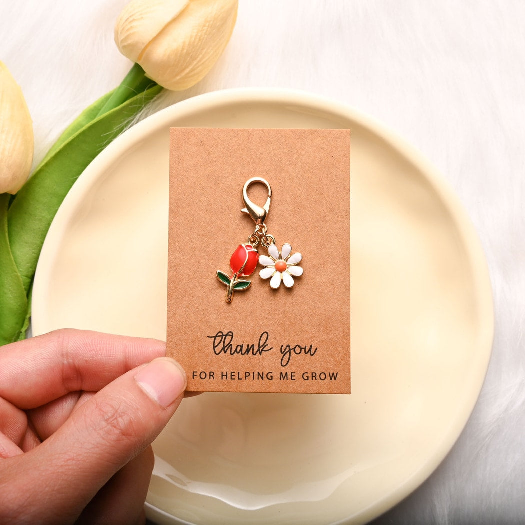 Taphug - Pocket Hug Tulip and Daisy Charm Keychain