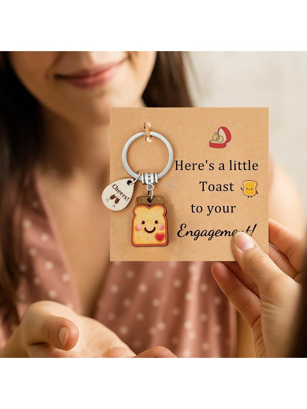 Taphug cute bread cartoon keychain displayed on a flat surface