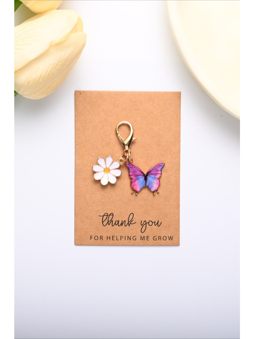 Taphug - Colorful Thank You Enamel Butterfly Daisy Keychain