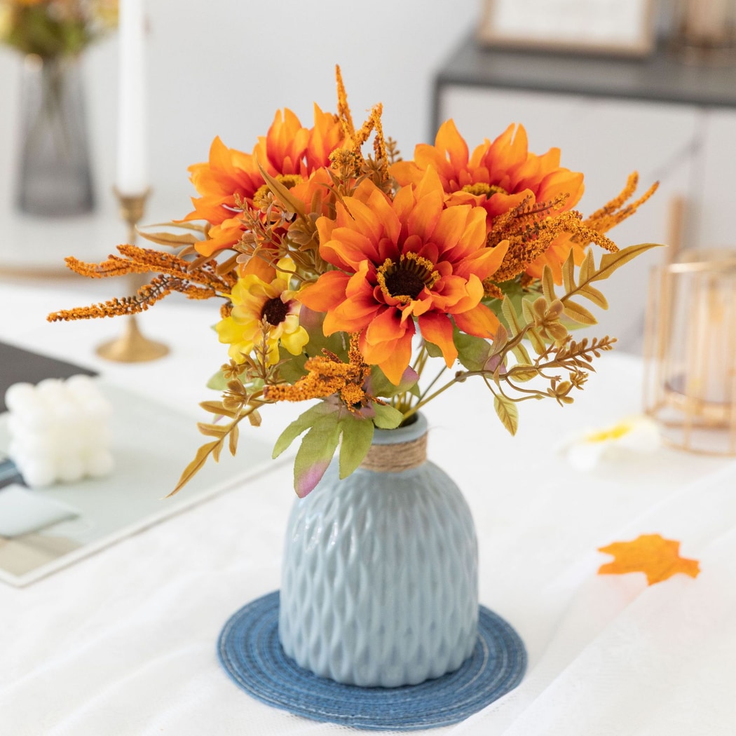 Roselle - Orange Dahlia Decorative Artificial Flowers