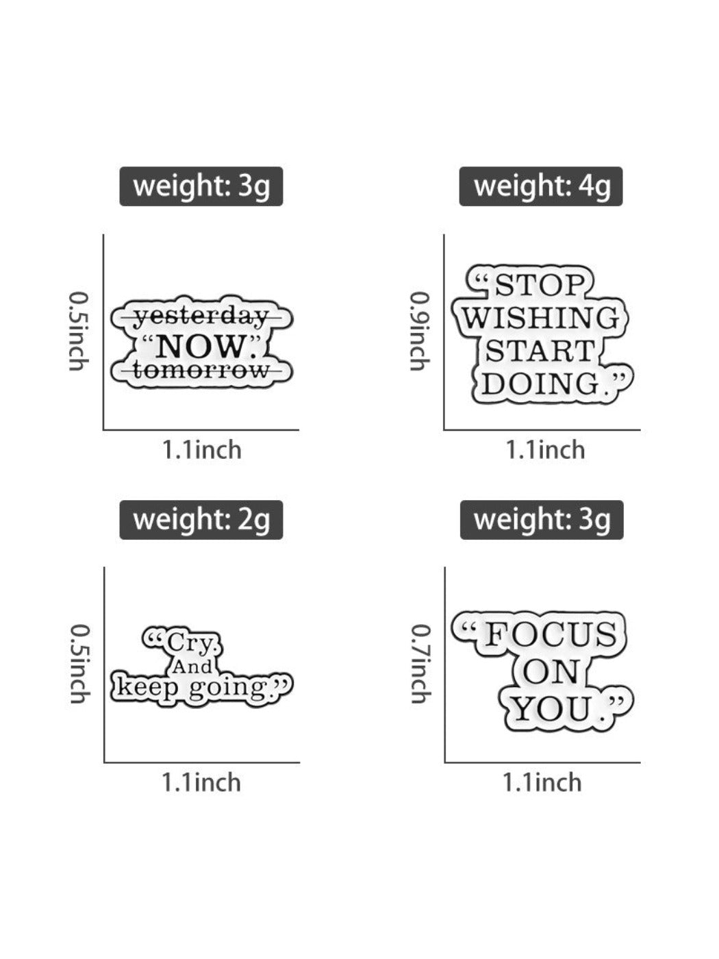 Pinori - Fun Motivational Phrase Brooch