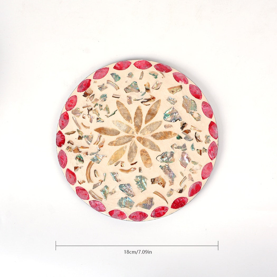 Thimara - Round Floral Pattern Tabletop Coaster