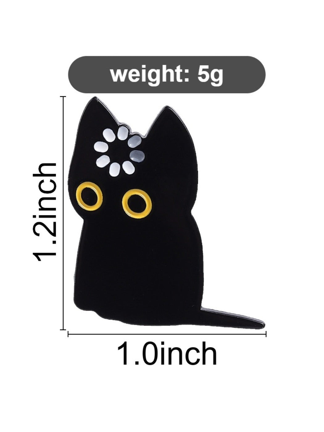 Back of Pinori black cat brooch showing secure pin mechanism