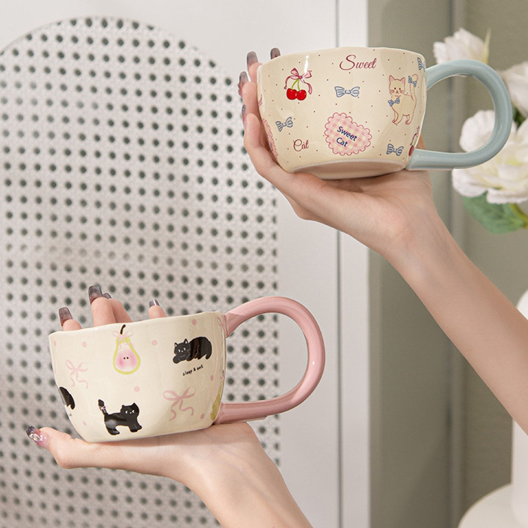 Mivora - Cartoon Cat Pattern Coffee Mug