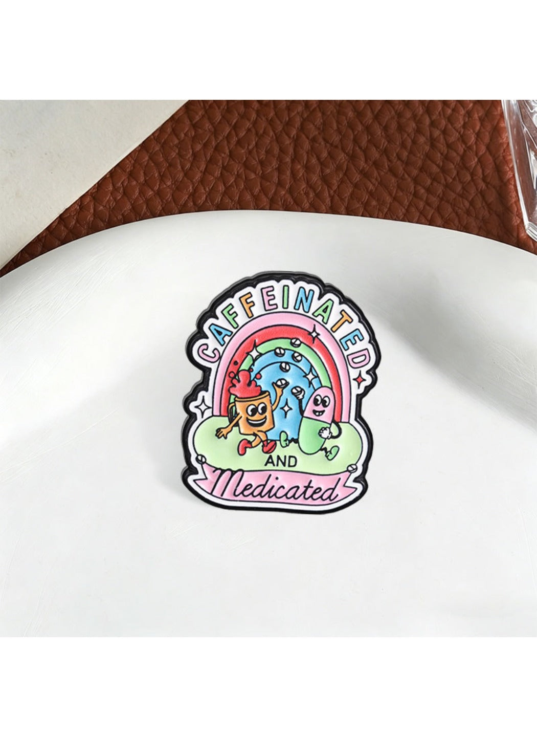 Pinori - Cute Cartoon Rainbow Coffee Capsule Pin Brooch Badge