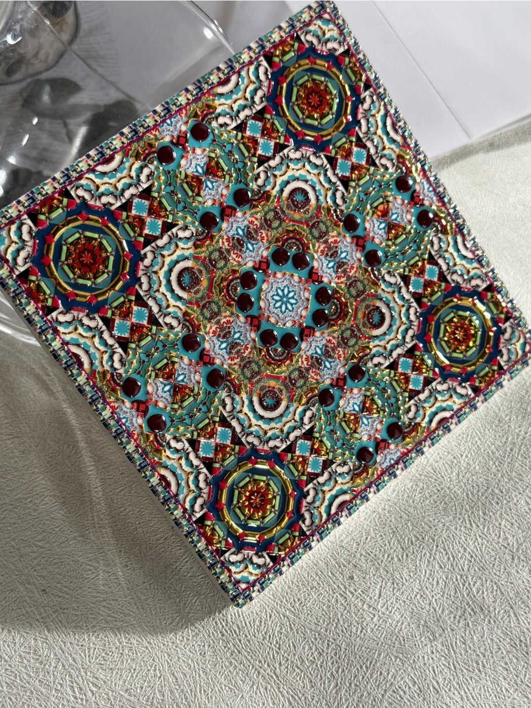 Thimara - Vintage Square Floral Ceramic Coaster Heat Resistant