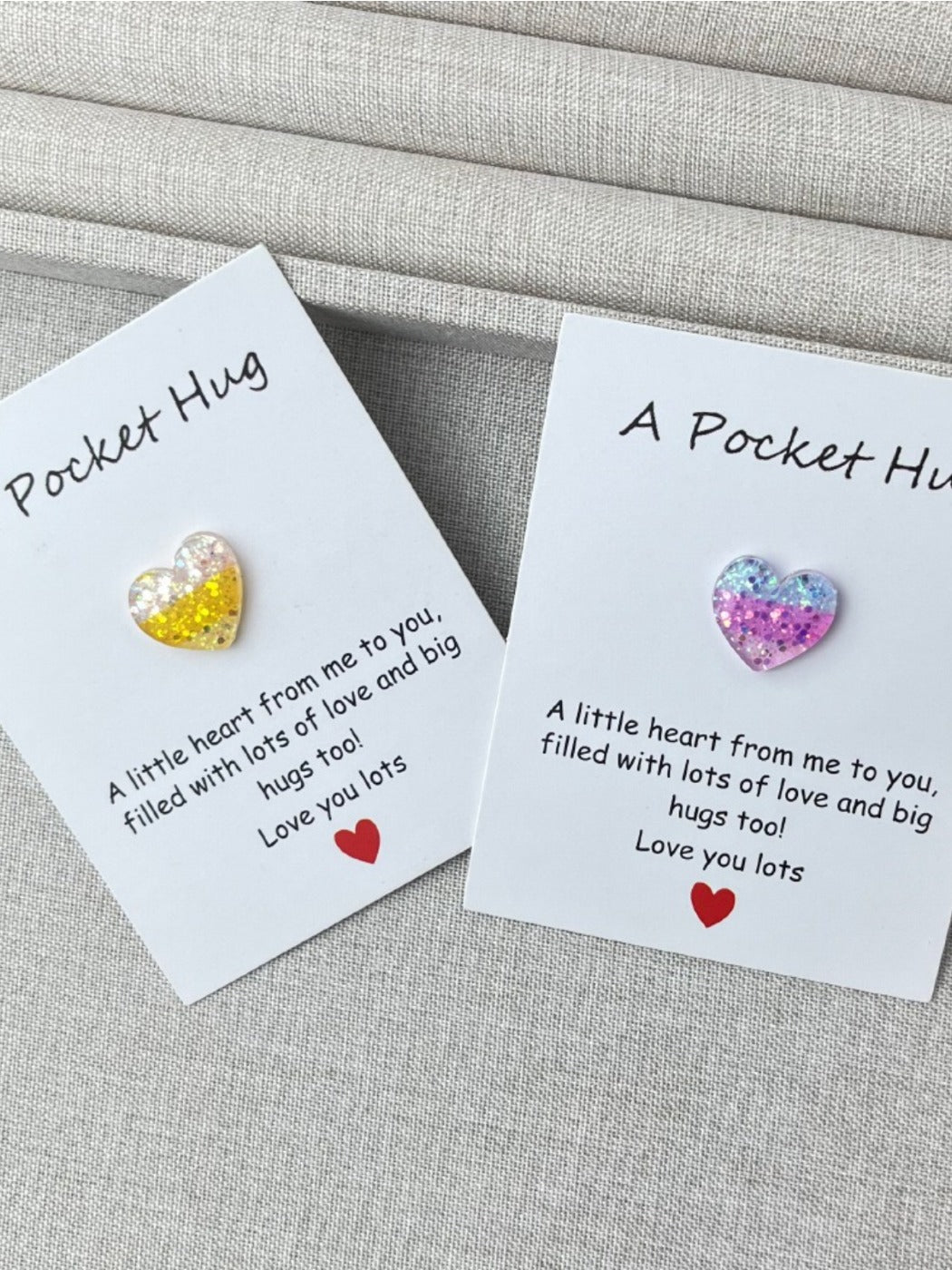 Taphug - Pocket Hug 3 Color Heart Gift pocket hug card and keepsake token view 4