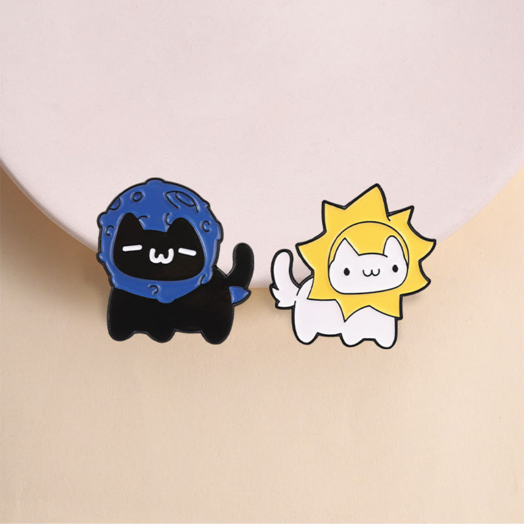 Pinori Cat and Sun Enamel Pin Set