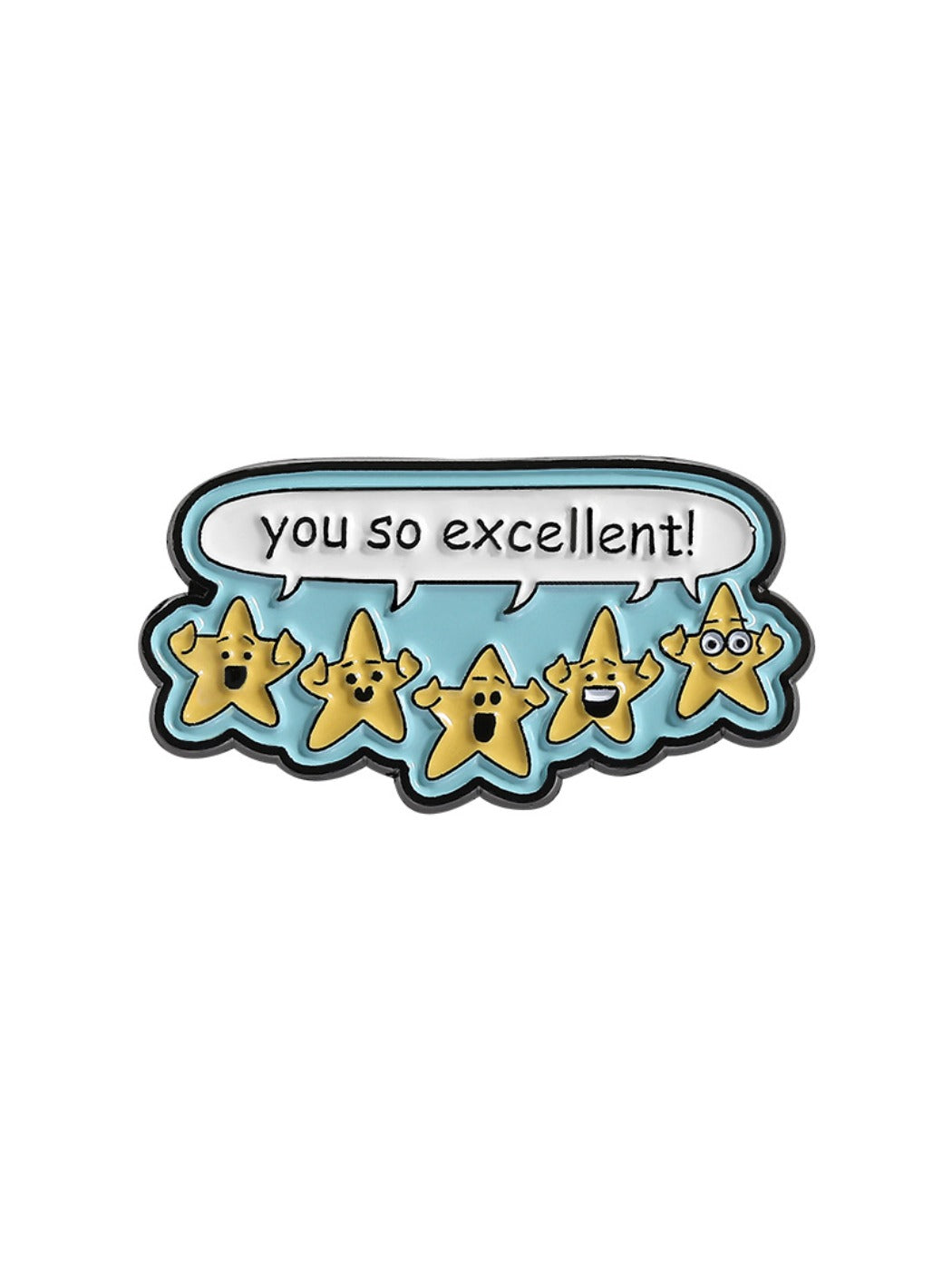 Pinori cartoon shining star pin isolated on a clean white surface