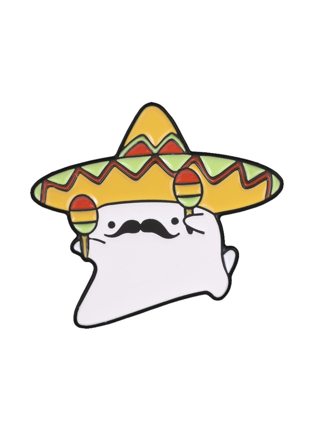 Pinori - Straw Hat Brooch Badge, Cute Cartoon Ghost Pin