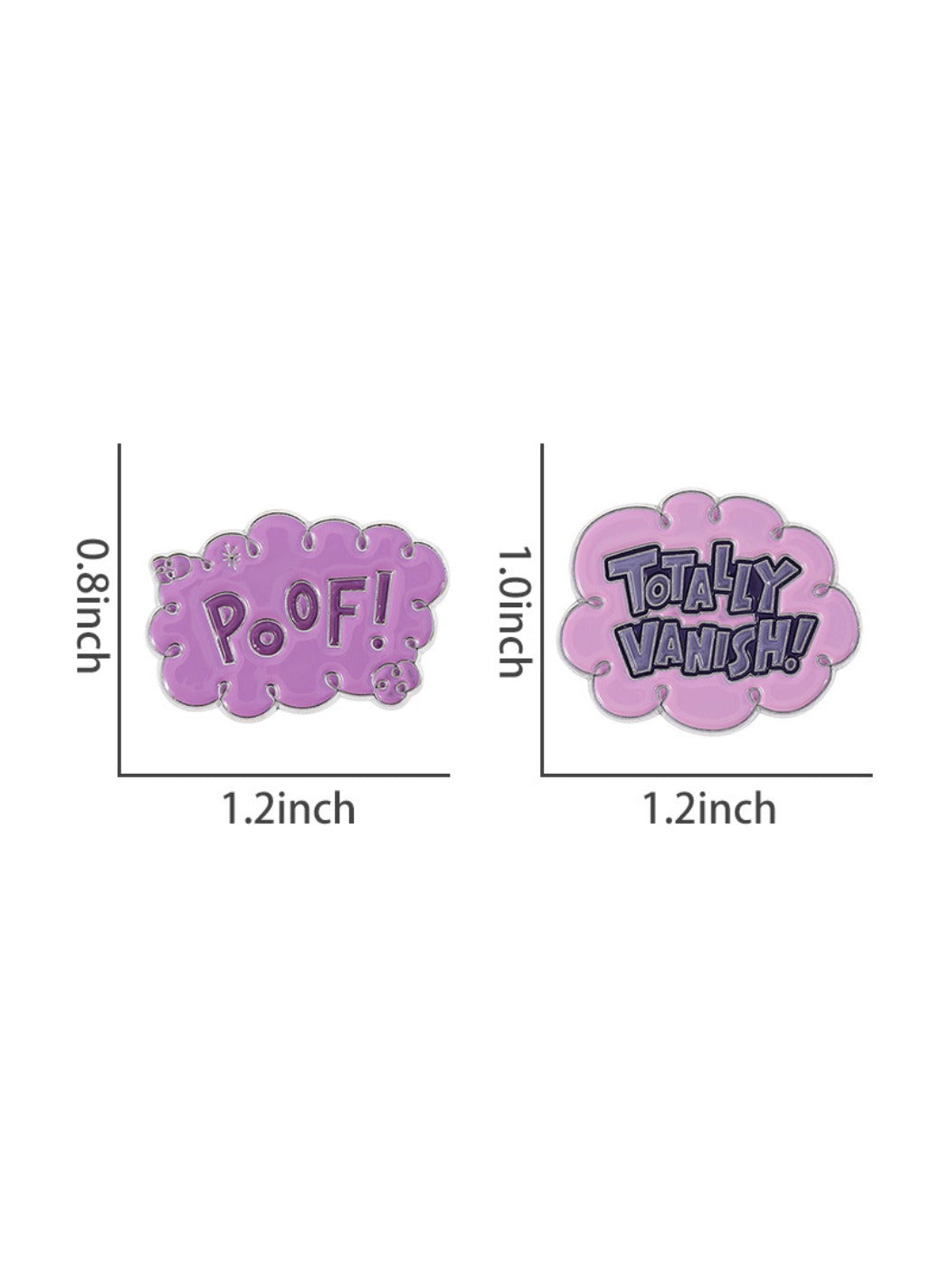 Pinori pink cloud metal pin held between fingers for size reference