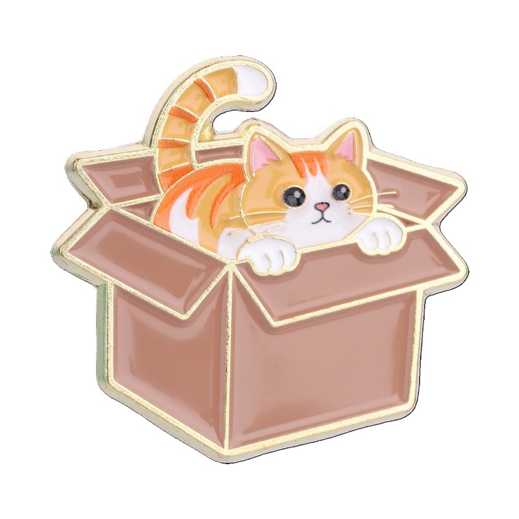 Pinori - Cute Cat in Box Cartoon Pin